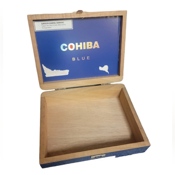 Cohiba Blue EMPTY Wood Cigar Box - Picture 5 of 6